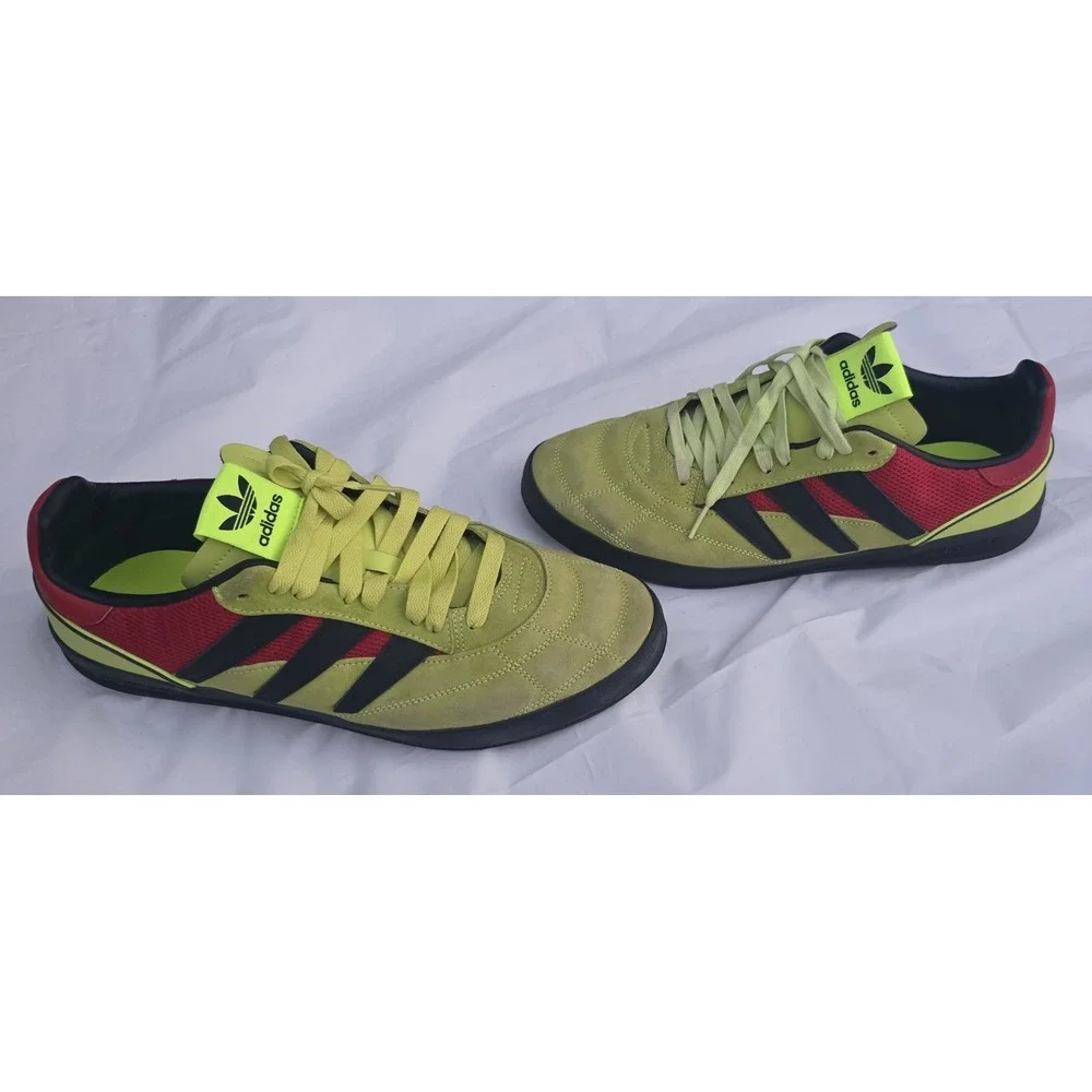 Adidas Sobakov Solar Yellow Red Black Suede Soccer Sneakers Mens Size 12 EE5640